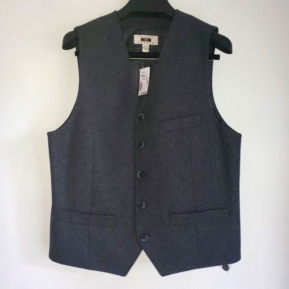 Joseph Abboud Charcoal Wool/Polyester Blend Tweed Vest Men's Large - Picture 5 of 7